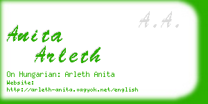 anita arleth business card
